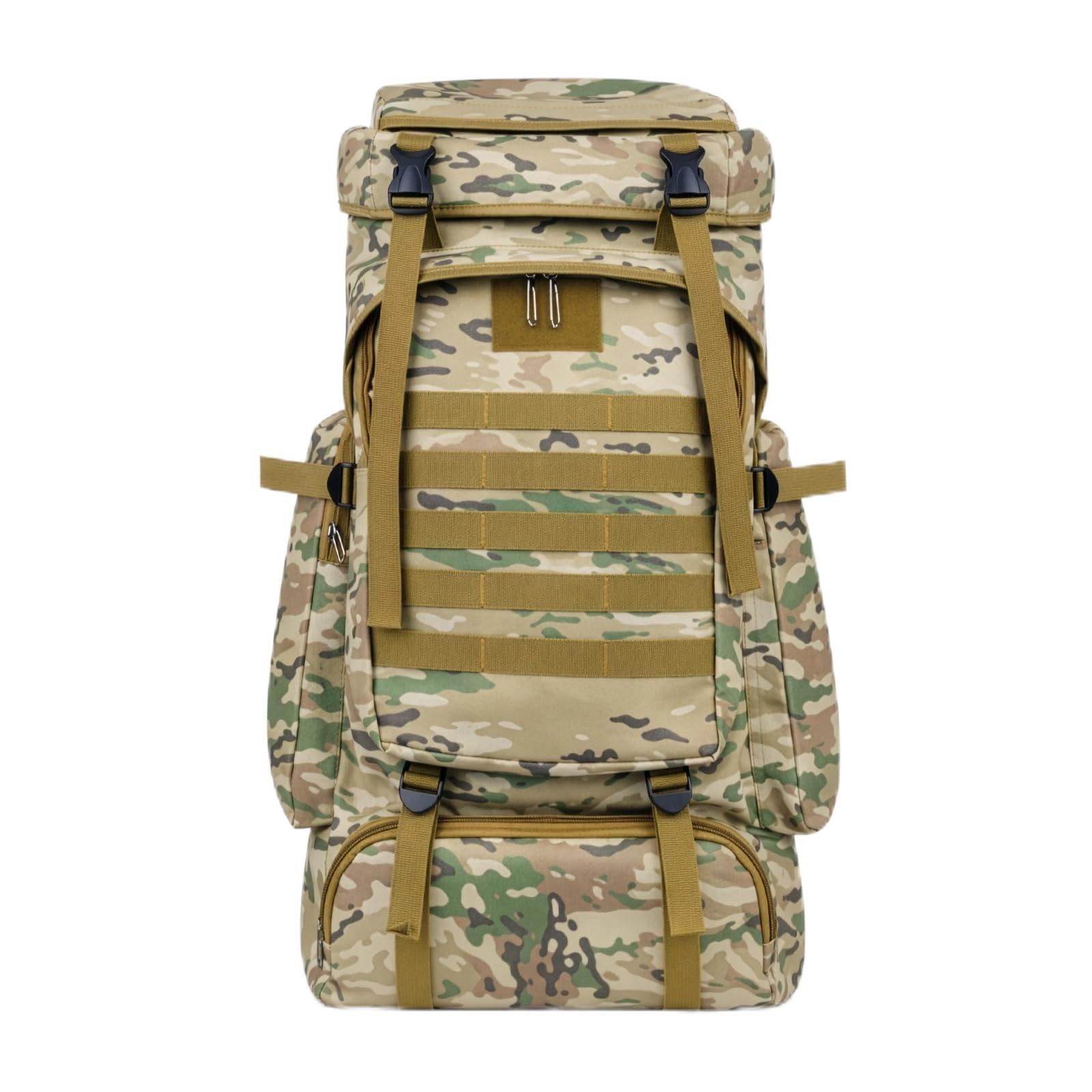 EVERGOODS Hiking Backpack Waterproof 34 * 16 * 63 cm Foldable Rucksack Durable Lightweight Camping Bag with Rain Cover for Camping Trekking Hiking Walking Cycling Climbing (Green)