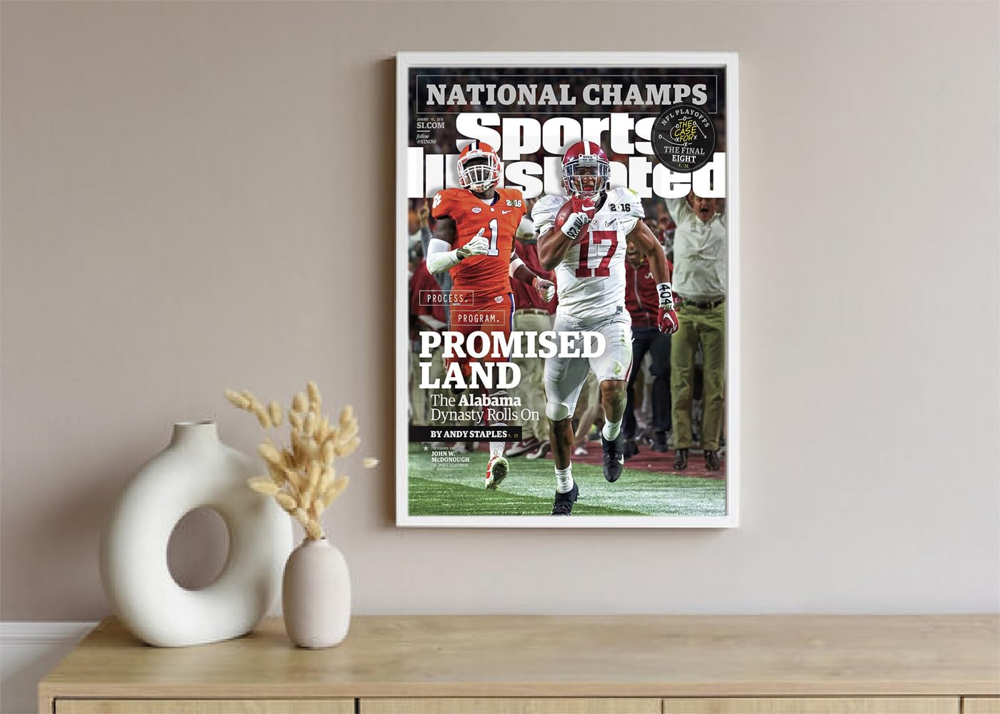 Verre Art Printed Framed Canvas Painting for Home Decor Office Wall Studio Wall Living Room Decoration (10x14 inch White Floater Frame) - Alabama Dynasty