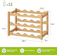 Vista 7 de BMOSU Estante de bambú para vino, estante de almacenamiento de vino, estante para 12 botellas, estantes de vino, encimera, resistente para cocina