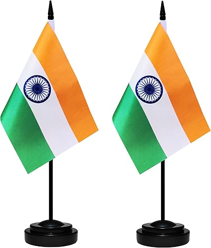 Miniatura 94 de Juego de banderas de escritorio de Cuba, paquete de 2 banderas cubanas de mesa para oficina, mini bandera de escritorio pequeña con poste negro
