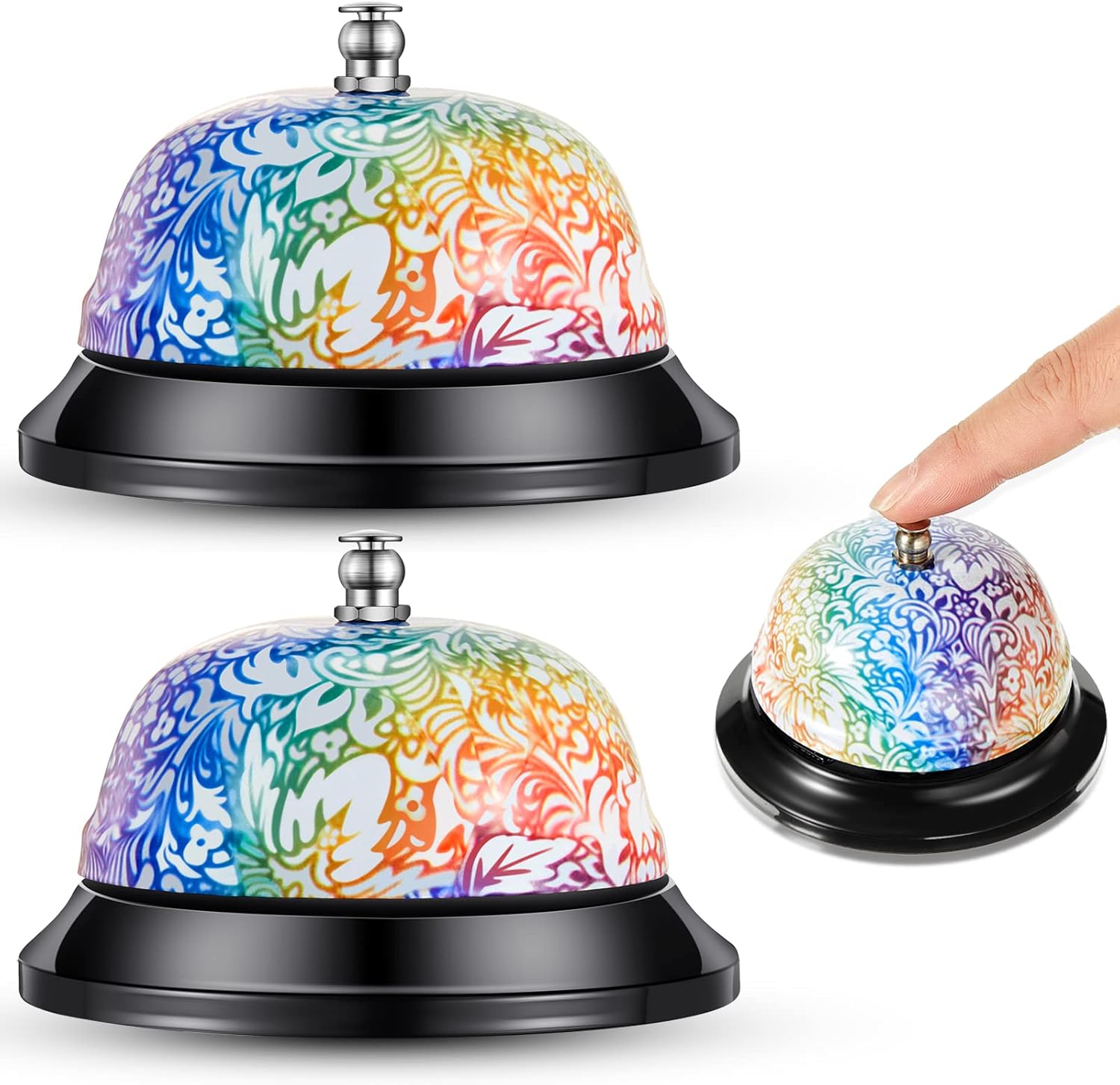 2 Pieces Desk Bells Floral Desktop Bells Steel Ring Bells