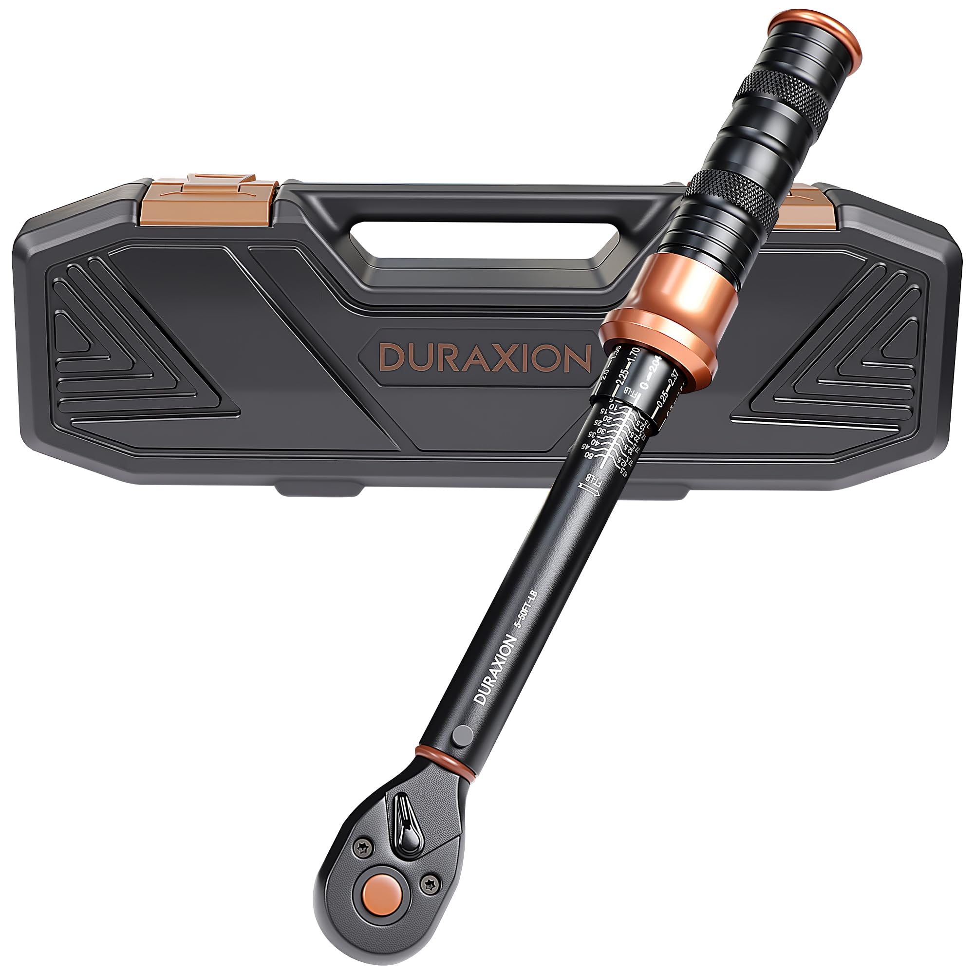Llave dinamométrica de accionamiento de 3/8 pulgadas, ± 3% de precisión, escala de rango dual de 5-50 pies/lb/6.8-67 Nm, llaves dinamométricas de doble dirección de 72 dientes para reparación
