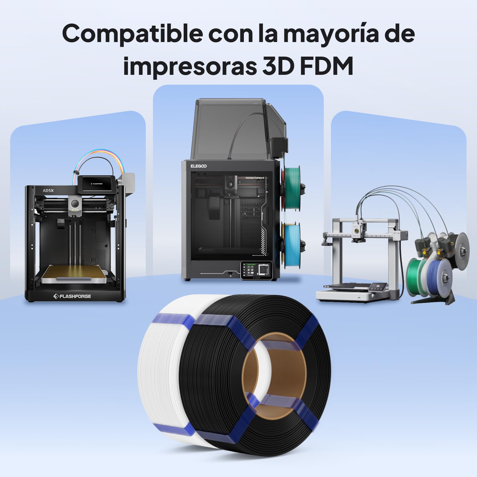 DEEPLEE Filamento PLA Basic Refill 1.75 mm, 2 Negro + 2 Blanco, Kit 4 x 1kg