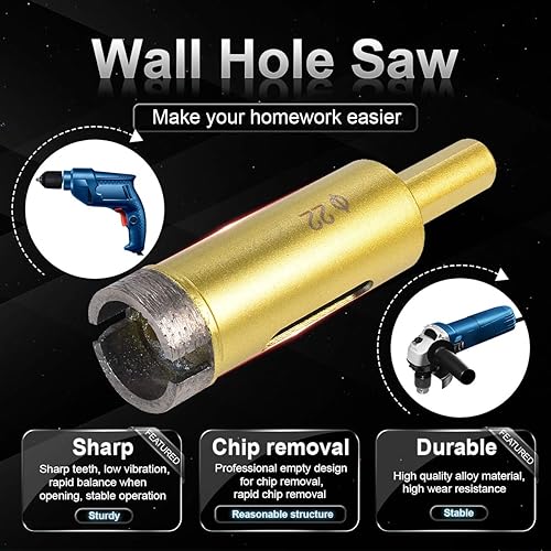 Miniatura 5 de KATUR Broca de sierra de diamante de 0.866 in de diámetro, broca de núcleo hueco de mármol de porcelana de pizarra para vidrio, cerámica, porcelana,