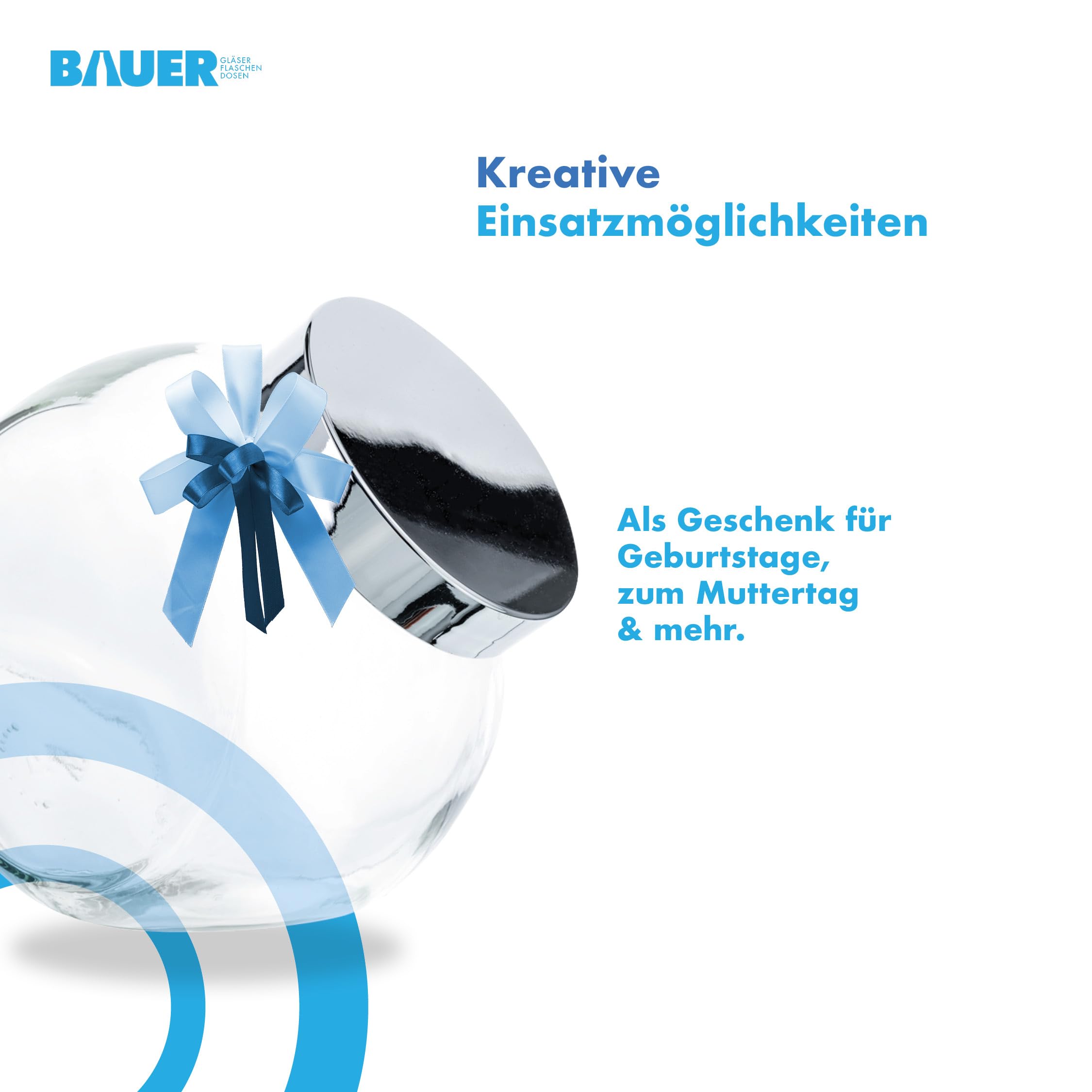 Flaschenbauer - 6X bocaux à bonbons 2L avec couvercle en plastique argenté, idéal comme bocal de stockage pour les articles de cosmétique ou pour un candy bar.