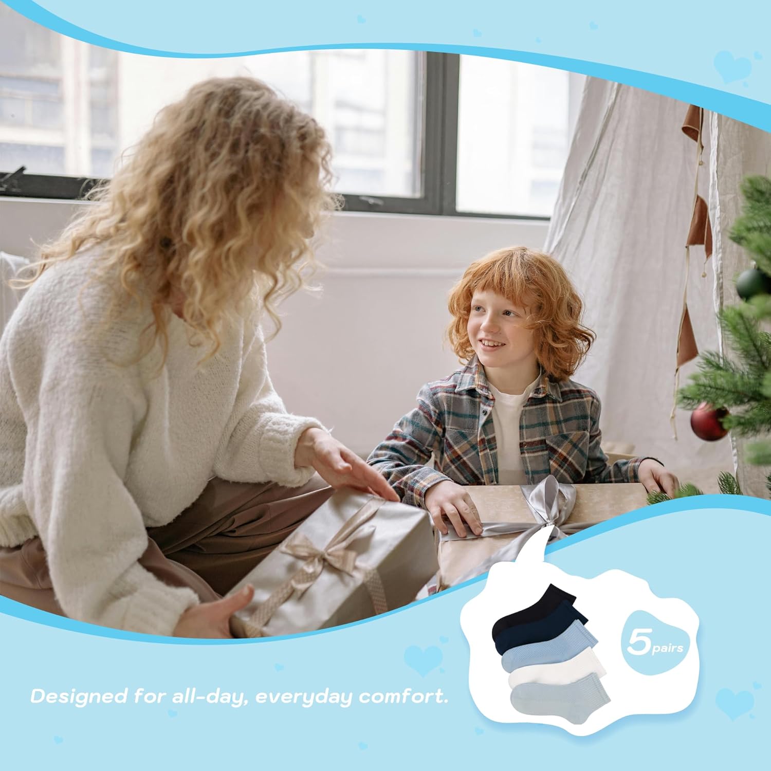 SERISIMPLE Kids Crew Viscose Bamboo Thin Socks School Uniform Basic Soft Anti Odor Boys Girls Breathable Stretch 5 Pairs - Image 6