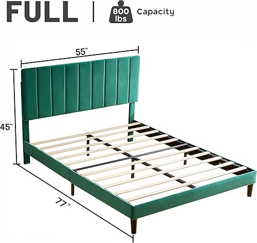 Miniatura 2 de Prohon Base de cama de tamaño matrimonial con cabecera de diseño de rayas verticales, base de colchón de plataforma tapizada, base de colchón