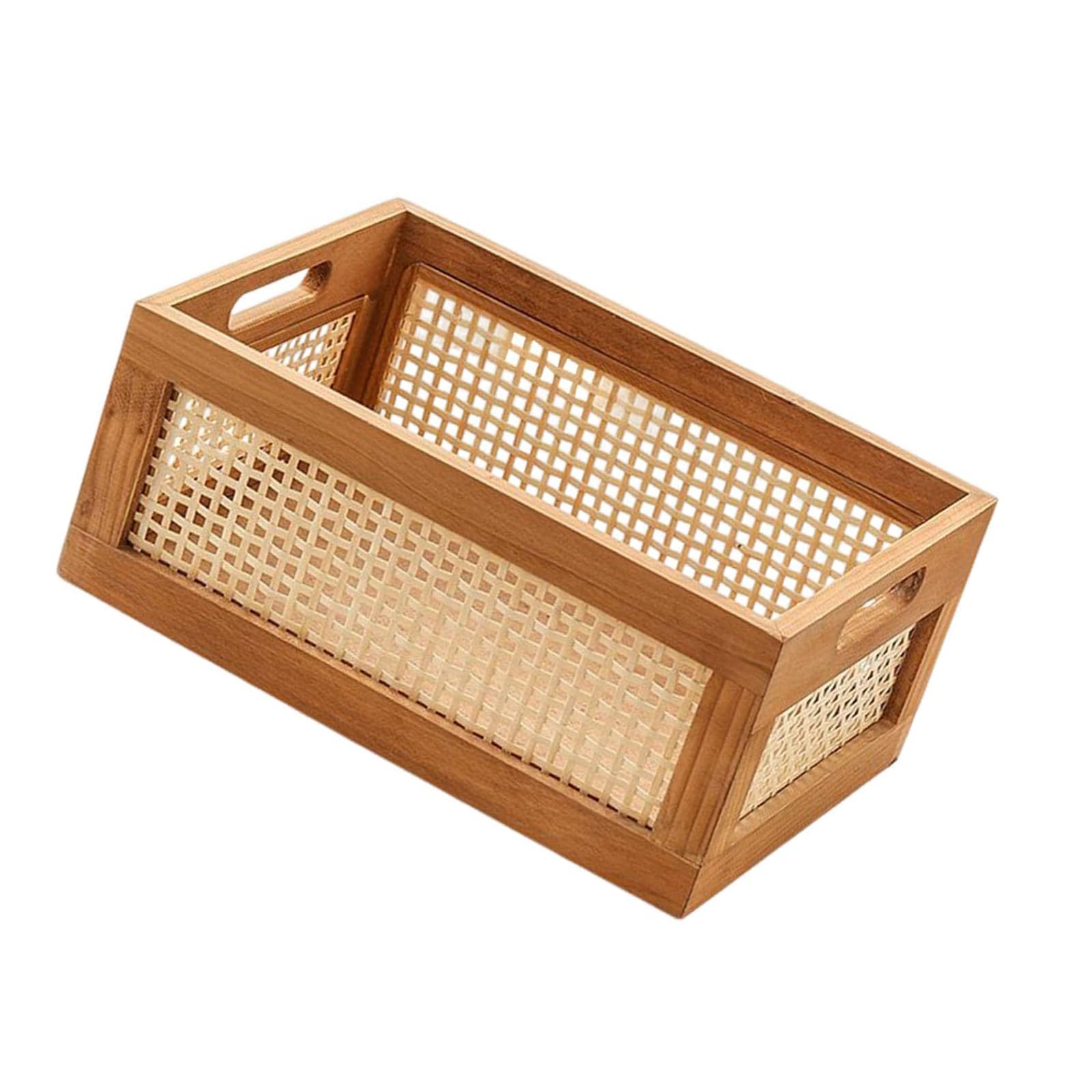 Jazuaiao Sturdy Wood Storage Container Woven Holder Basket for Versatile Use in Bedroom or Study Environment Stationery Storage Box