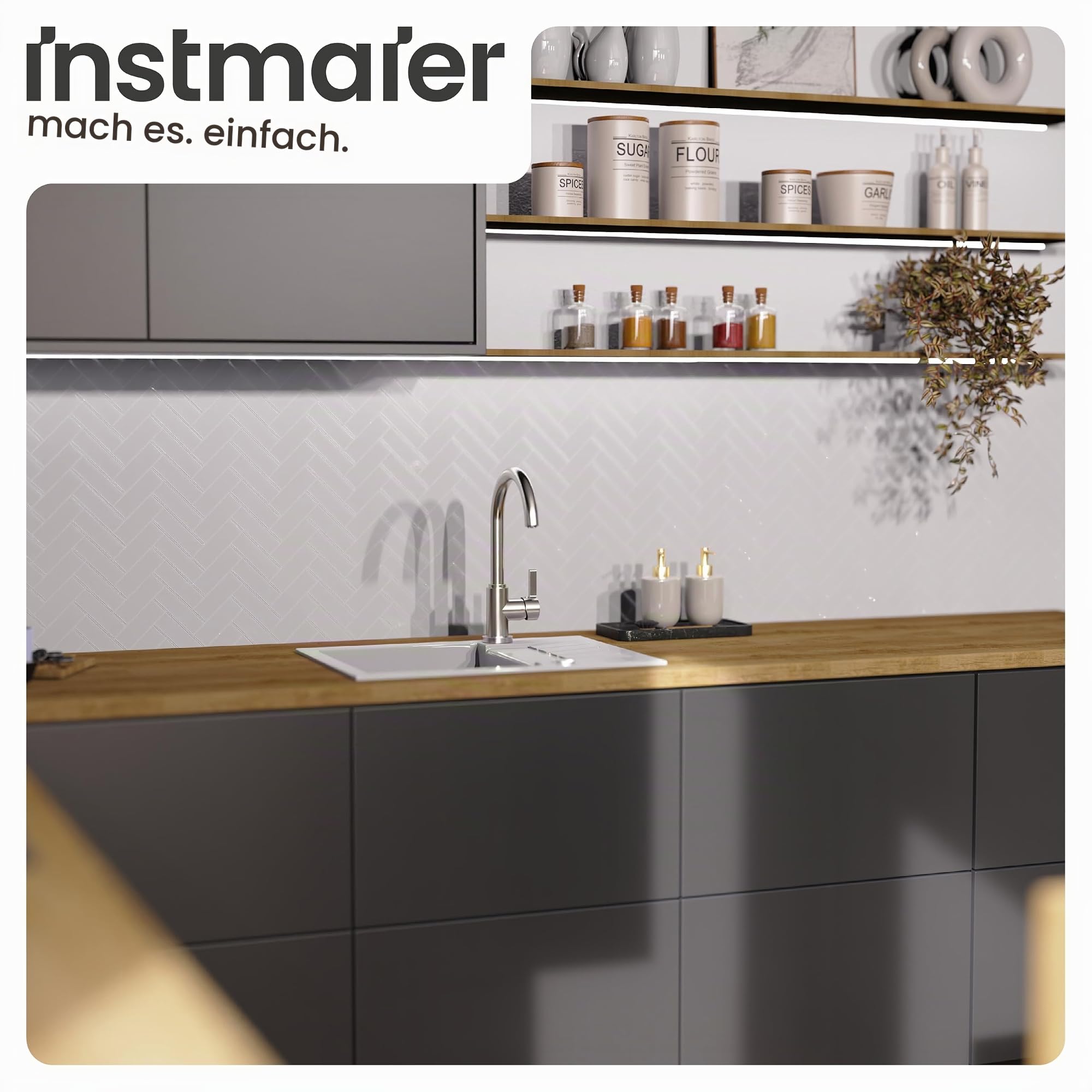 instmaier Leona | Niederdruck Küchenarmatur 360° schwenkbar | Edelstahl | Wasserhahn Küche | Spültischarmatur mit hohem Auslauf | Armatur Spüle | Einhebelmischer | Mischbatterie