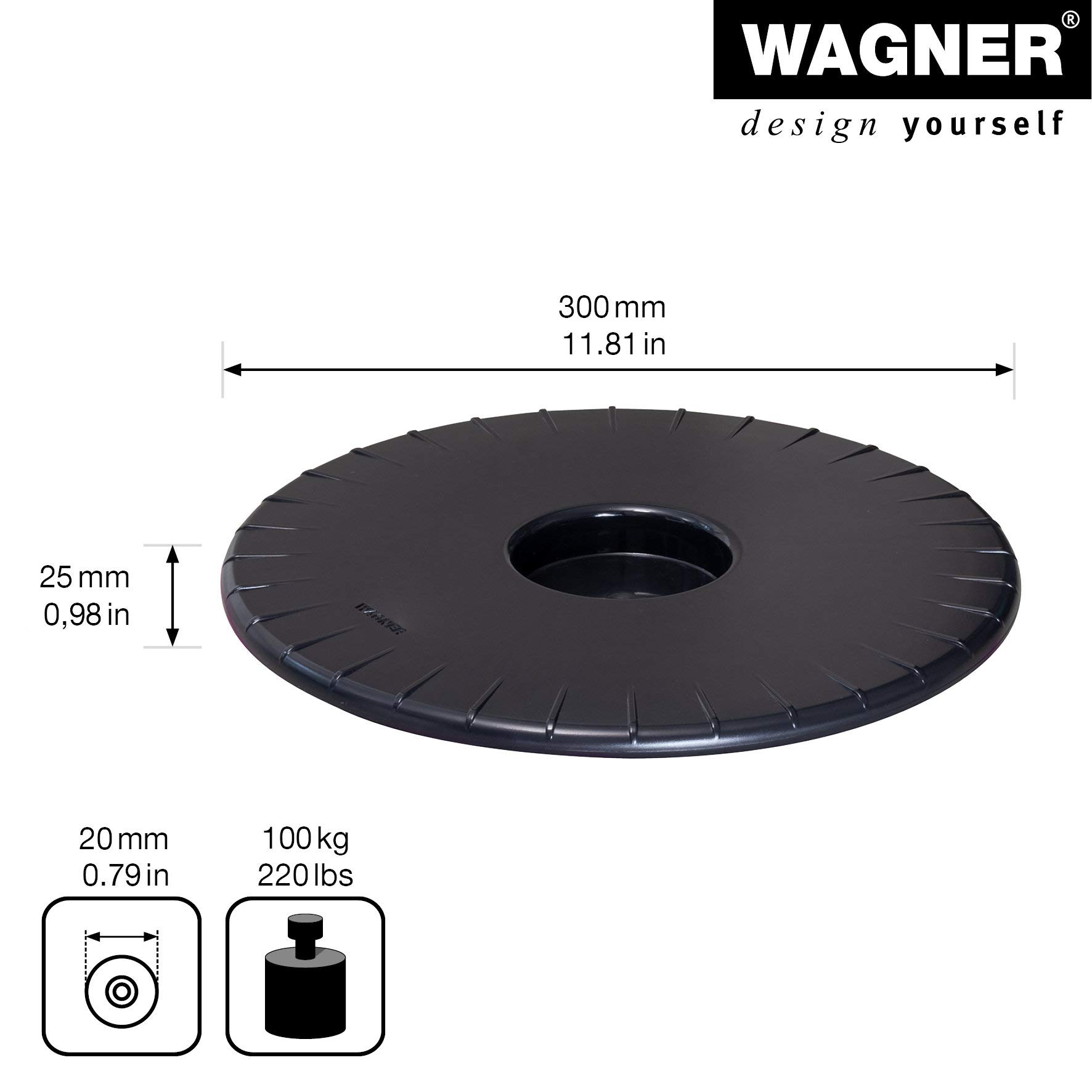 Wagner ULTRAFLAT Rullo Portavasi Per Interni 30x3 Cm - Extra Piatto, Ruote Orientabili, Plastica ABS, Portata 100kg - Bianco 20045101 - 4