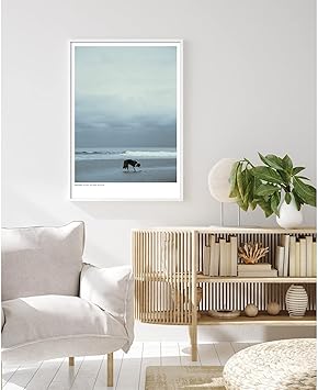 Amazon Co Jp 人気 海 抽象画 ポスター 高級 ビーチ インテリア雑貨 モノクロ 白黒 オシャレ 風景 景色 モノトーン 写真 犬 ウォールアート 北欧 オシャレ マリン 雑貨 壁掛け 窓 大きい アートパネル ギフト 壁掛け 飾り Size ブルー ホーム キッチン