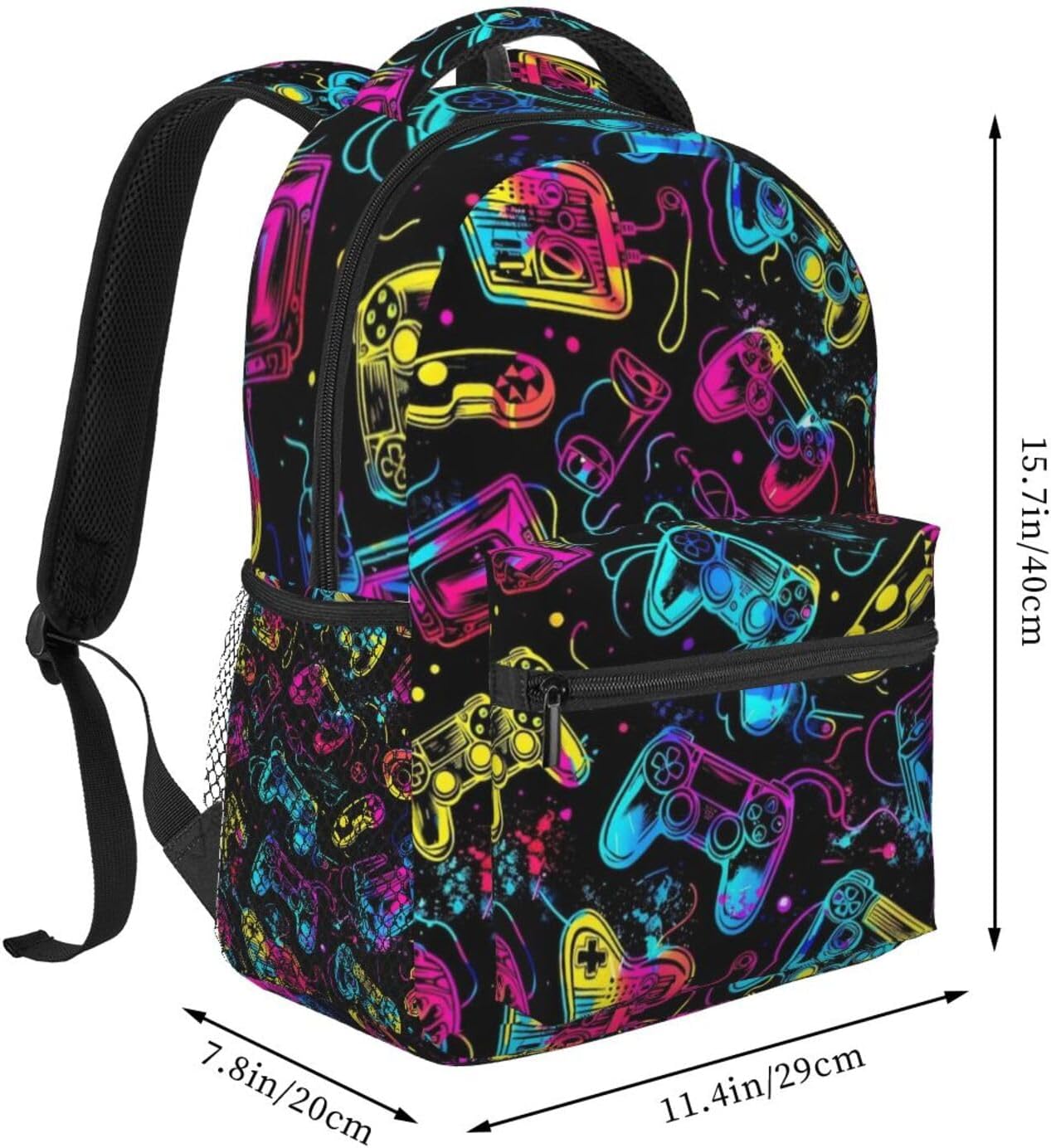 Bright Game Controller Laptop Backpack For Men Women, Multifunctional Lightweight Daypack Bookbag For Daily Commutes Business Travel Hiking