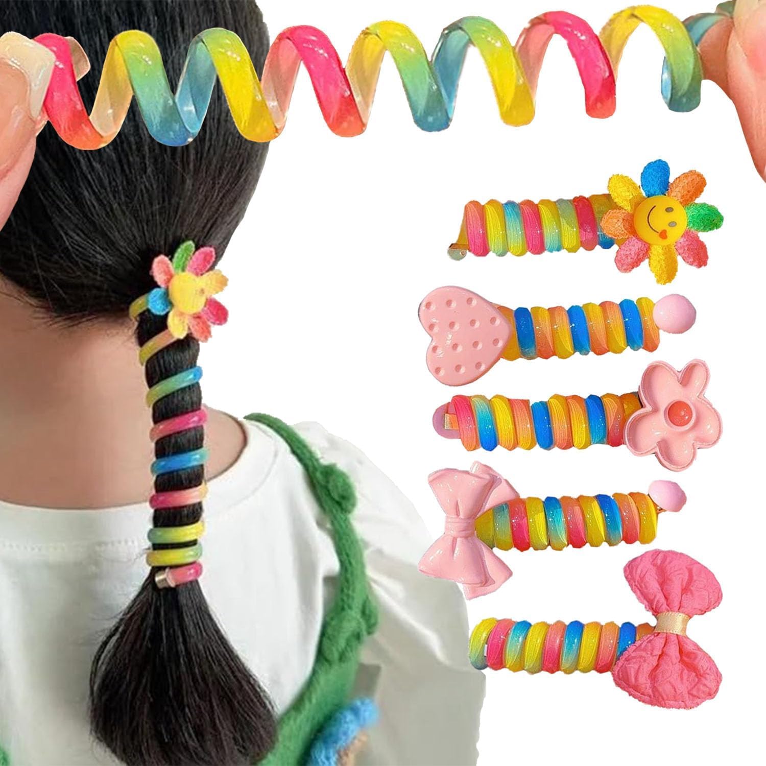 Womensa store Cute Telephone Wire Hair Bands for Kids, Bowknot Braided Telephone Wire Hair Bands, Multicolor Ponytail Braids Fixed Spiral Hair Rope Accessory for Girls (Pack of 2) Multicolor (B0D473NTQK) Amazon Price History, Amazon Price Tracker