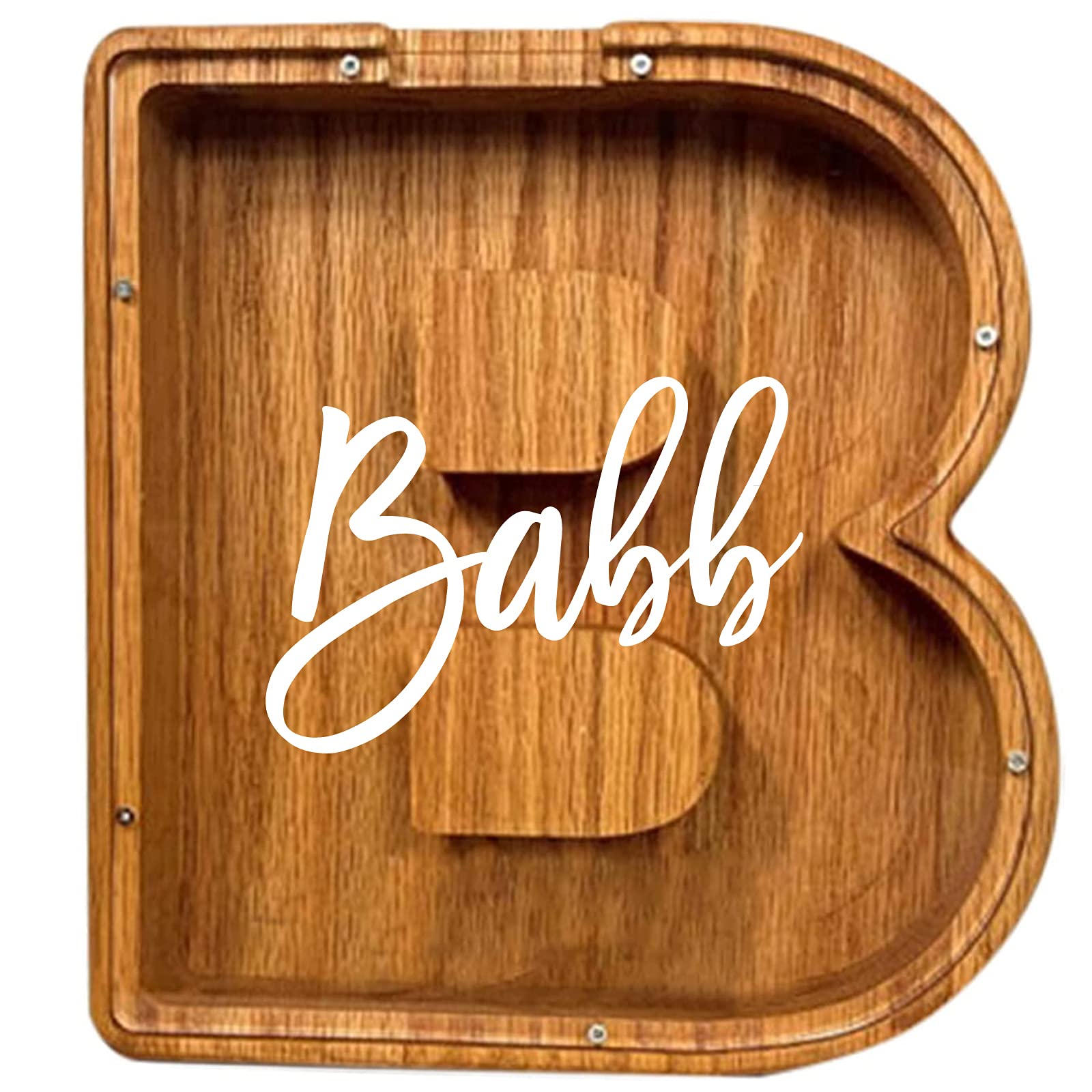 ZUYOENCO Wooden Letter Piggy Bank for Kids, 7.5" Large Initial Coin Bank for Boys & Girls, Natural Pine Alphabet Money Saving Box with Shatterproof