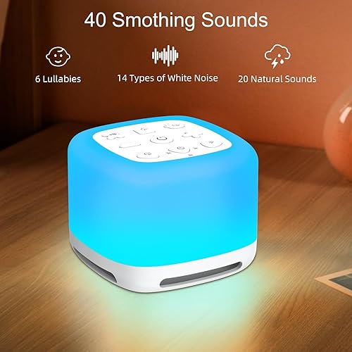 Miniatura 3 de Máquina de ruido blanco, máquina de sonido portátil para bebé adulto, cuenta con batería potente, 40 sonidos relajantes y 8 colores de luz,