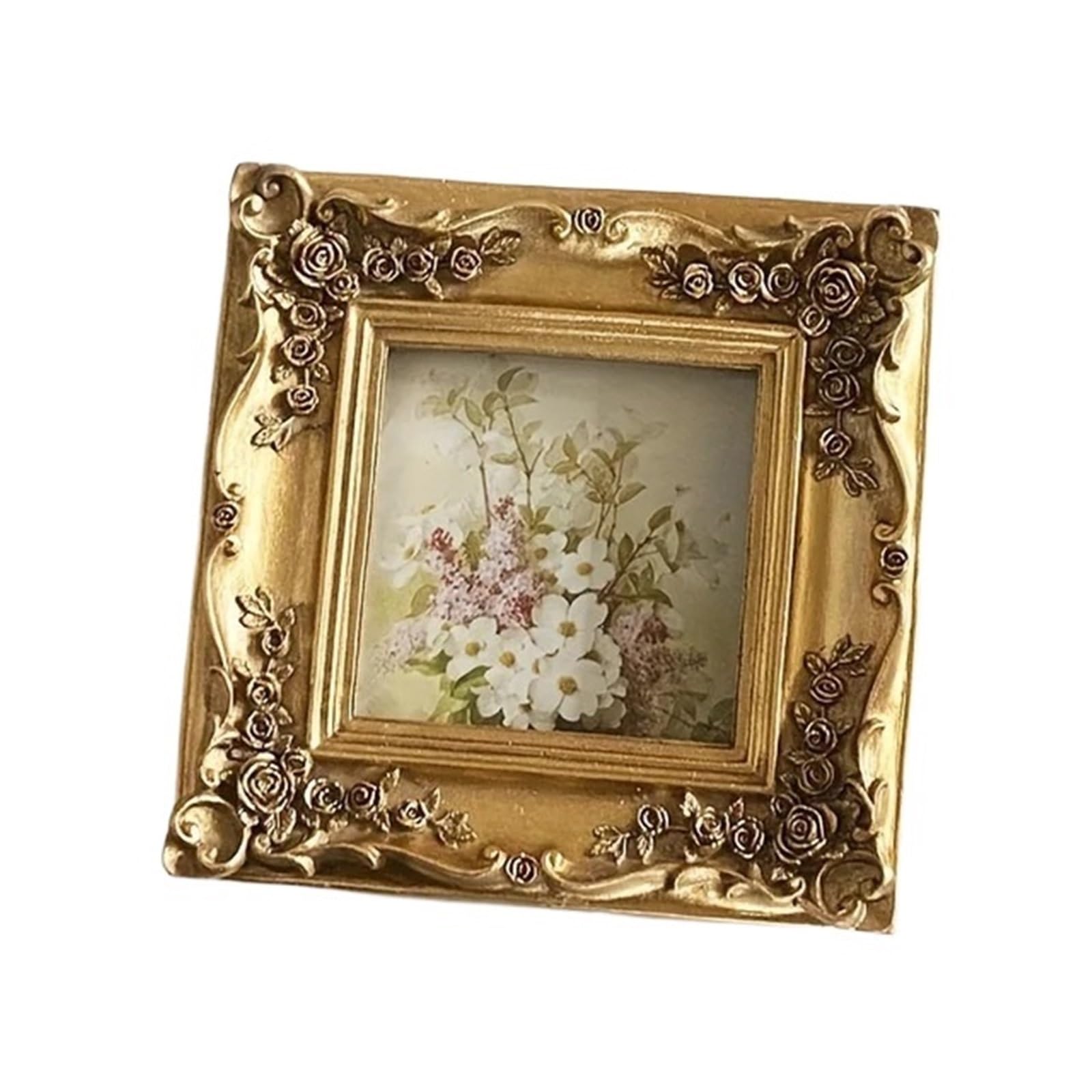 DAJGRHE Photo Frame Vintage 4 Inches Golden Picture Antique Ornate Frame Tabletop And Wall Hanging