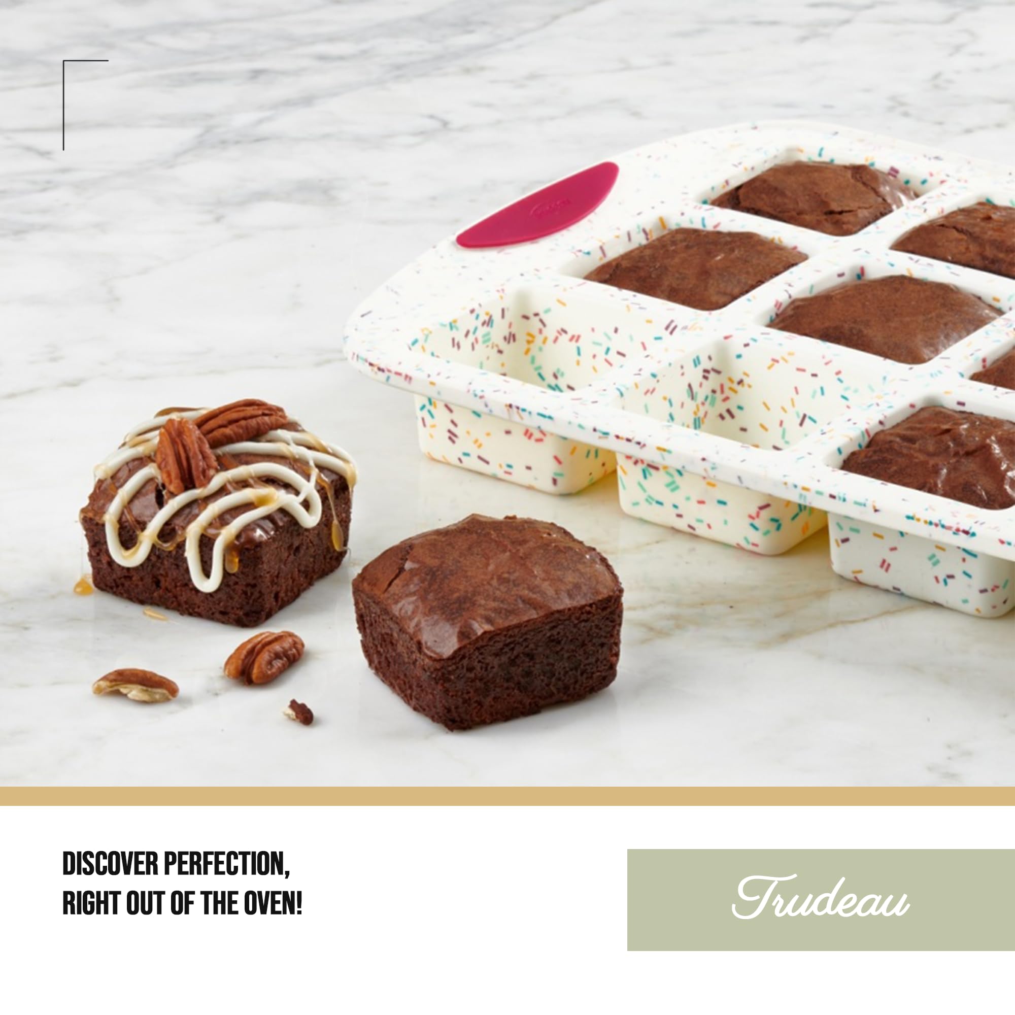 Trudeau Brownie Pan-White Confetti/fuksja, 12 wnęk