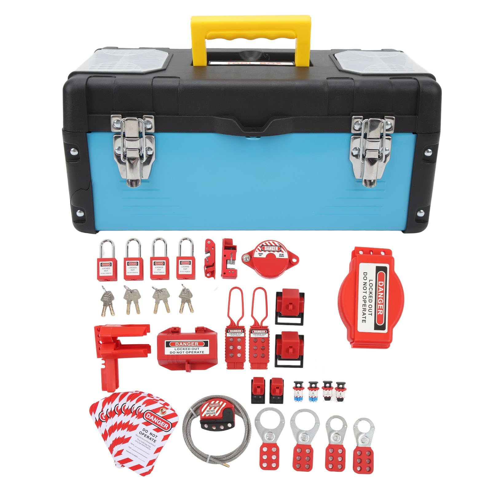 Kit de Seguridad Industrial de 47 Piezas con Candados, Etiquetas de Bloqueo Eléctrico LOTO, 12 Etiquetas de Seguridad, Bridas para Cables