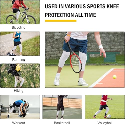 Miniatura 6 de Paquete de 2 pantalones de baloncesto para hombre con rodilleras 34 capri acolchadas, mallas de compresión deportivas, capa base atlética