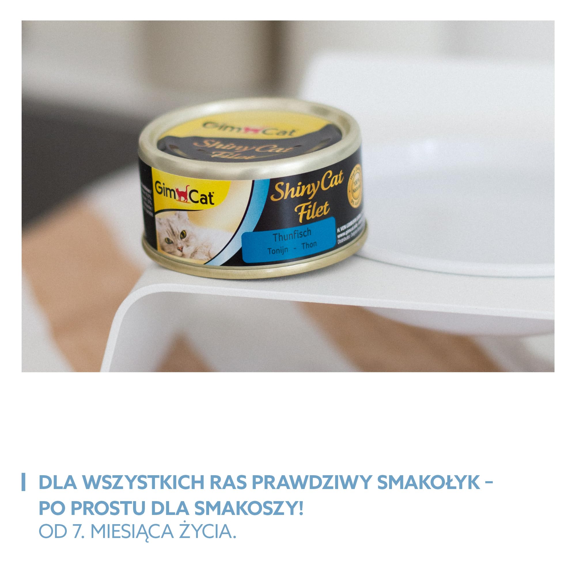 GimCat ShinyCat Filet z tuńczyka - Karma dla kotów dorosłych, z delikatnym filetem, bez dodatku cukru - 48 puszek (48 × 70 g)