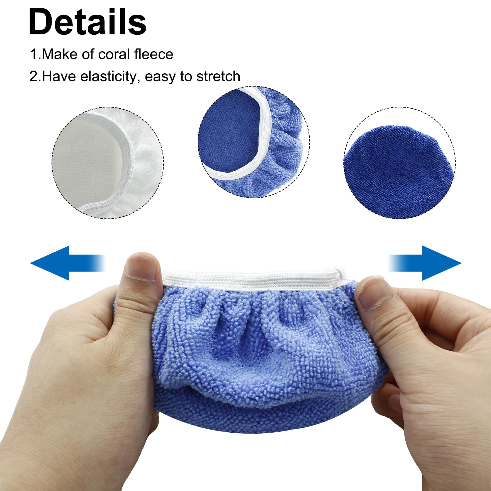 Bonsicoky 6 PCS Car Polishing Bonnet Buffing Pads - Lamb Fleece Covers For 5-6 Inch Polishers - View #2