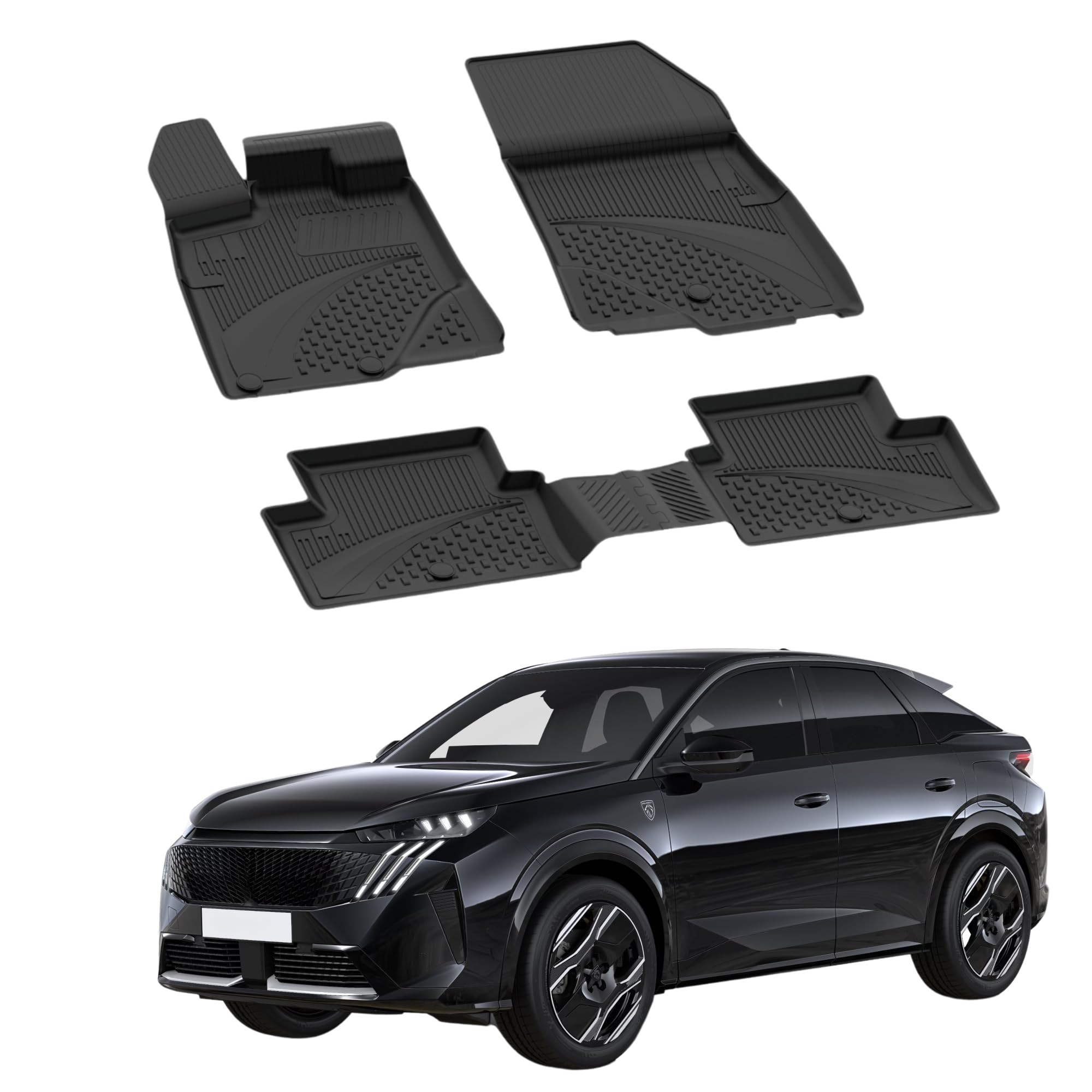 Sahler Dywaniki samochodowe kompatybilne z Peugeot 3008 2024-2026 Hybrid | 4,5D Premium guma TPE antypoślizgowe, maty gumowe, wodoodporne, do samochodu, czarne