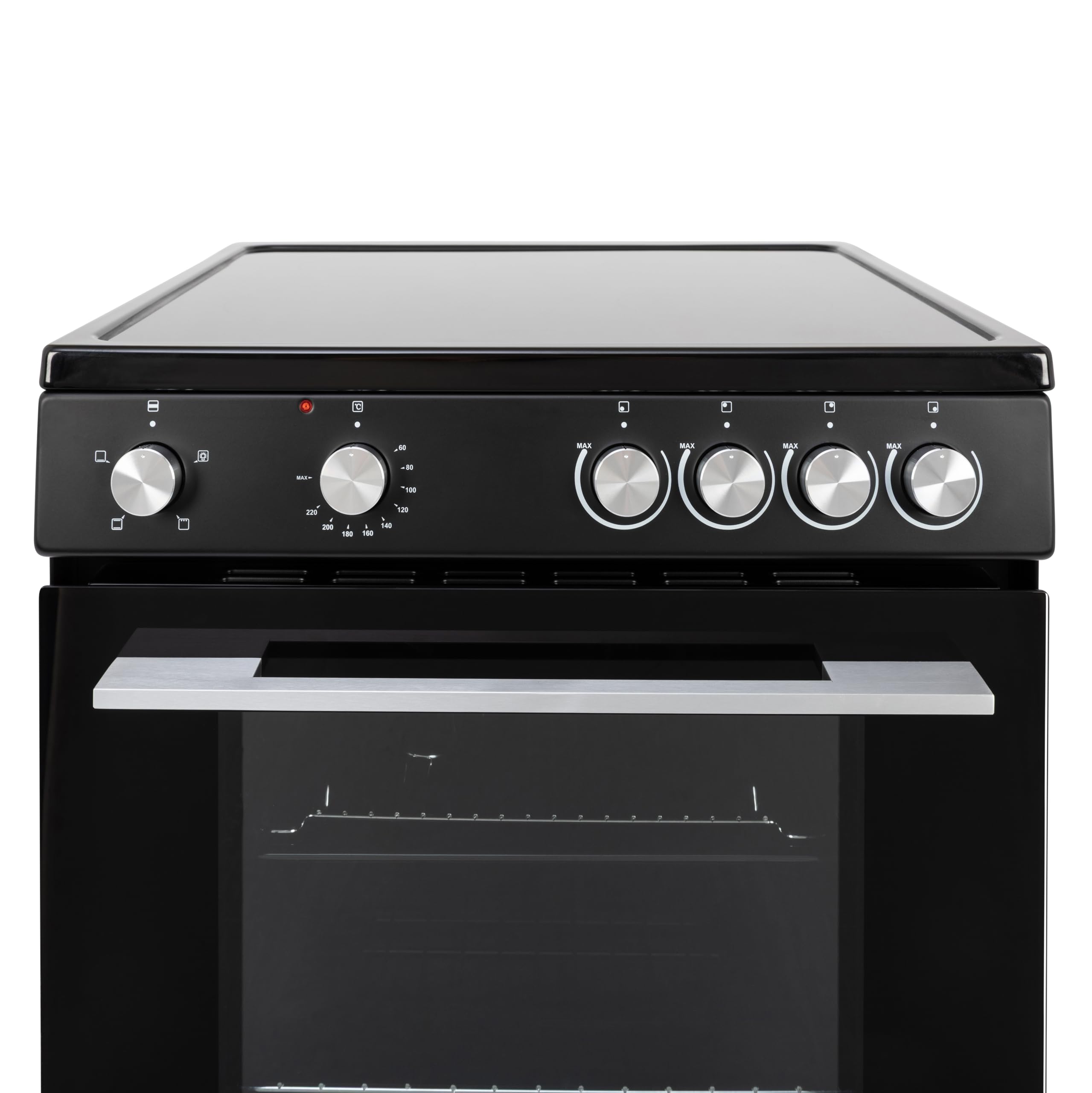 Willow W60CCBLK 68L Freestanding Electric Single Cavity Cooker with 4 Ceramic Hobs, Oven Light, Control Knobs, Easy Clean - Black — view 4