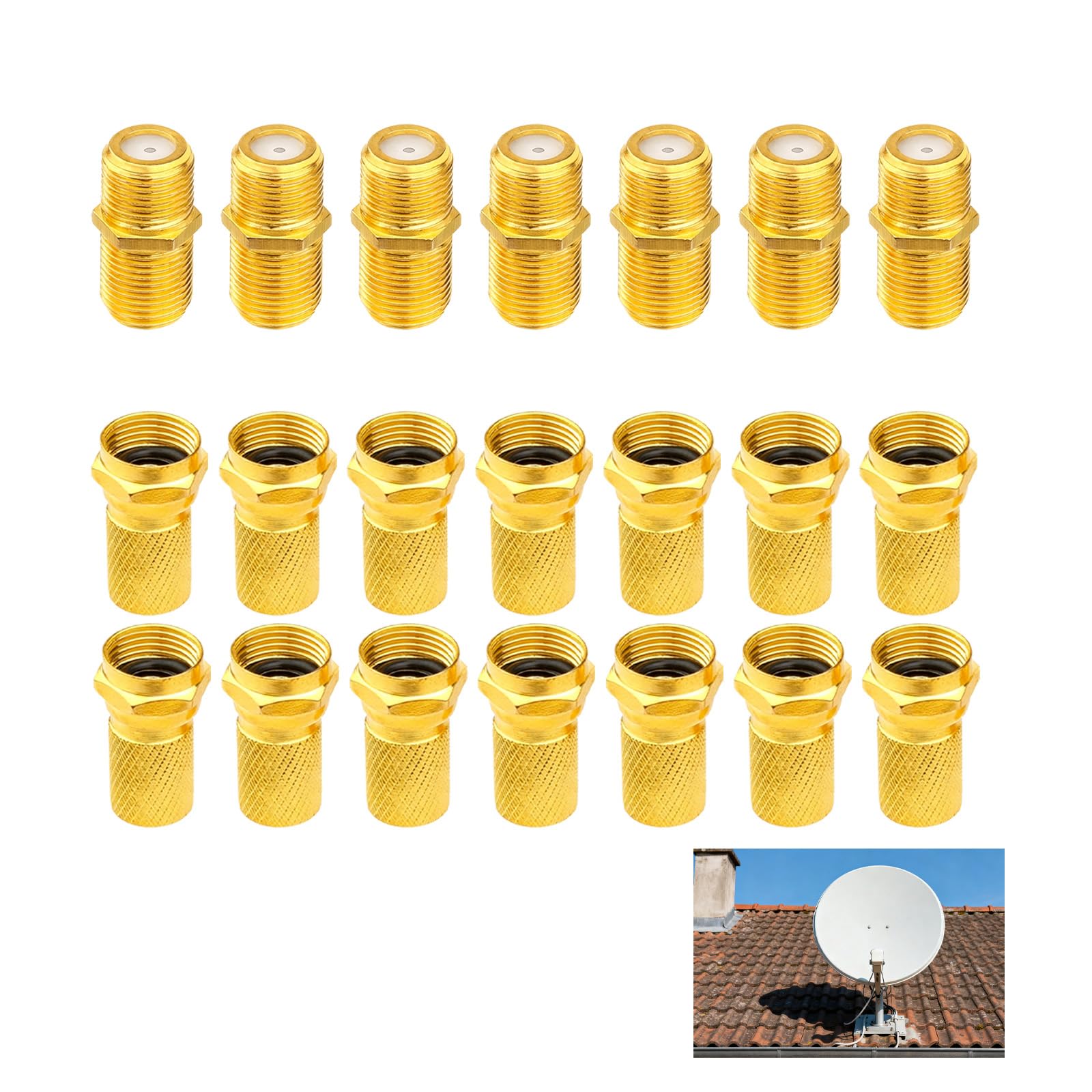 Fiche F Coaxial Raccord F Coudé, Adaptateur Câble Satellite, Adaptateur Cable Coaxial, Cable Antenne TV Raccord Prise, 7 Têtes De Câble F81 Et 14 Connecteurs RG6F
