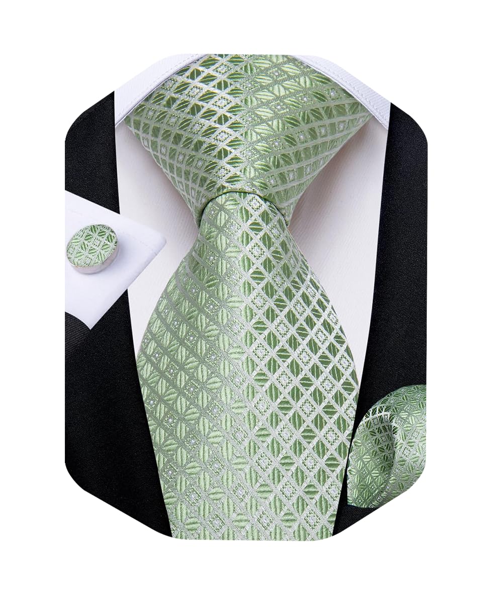 DiBanGu Striped Ties for Men Silk Woven Plaid Necktie | Classic Stripe Pattern,Soft Silk,Wear-resistant,Pocket Square and Cufflinks,Great Gift for Birthday,Business,Meeting