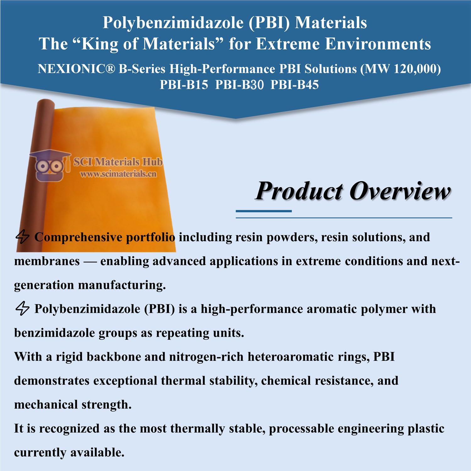 Generic PBI-B15 PBI-B25 PBI-B45 Copolymer Membrane (MW 120,000) for Fuel Cells (PBI-B15 (MW120,000), 10×10cm)