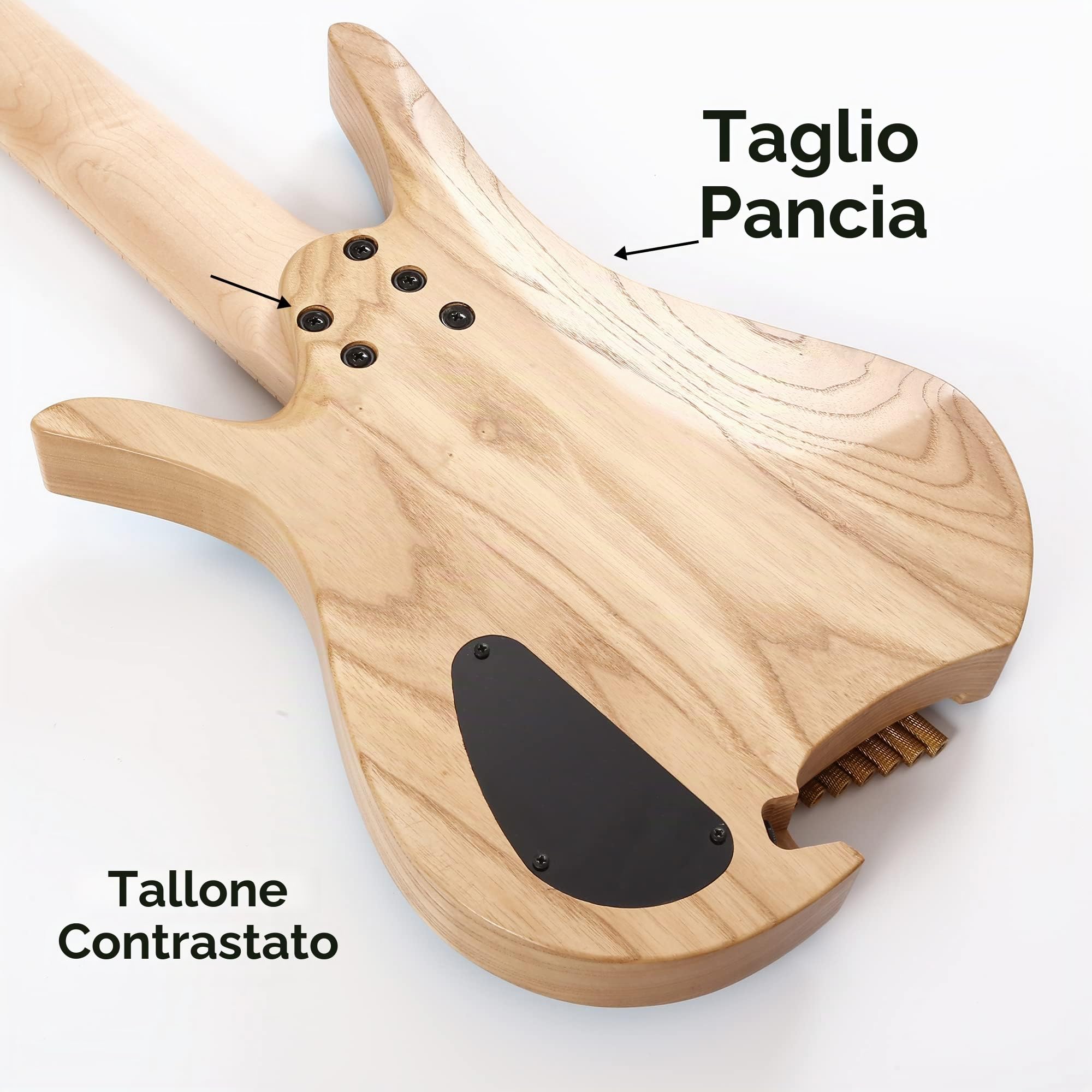 Batking Chitarra Elettrica da Viaggio a 7 Corde senza Testa con Tasti Sfalsati per Adulti (Nero Opaco)