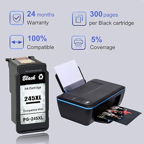 Miniatura 2 de NineLeaf Cartucho de tinta remanufacturado de alto rendimiento compatible con Canon PG-245XL PG-245 245XL 245 XL uso para impresoras Pixma MX492