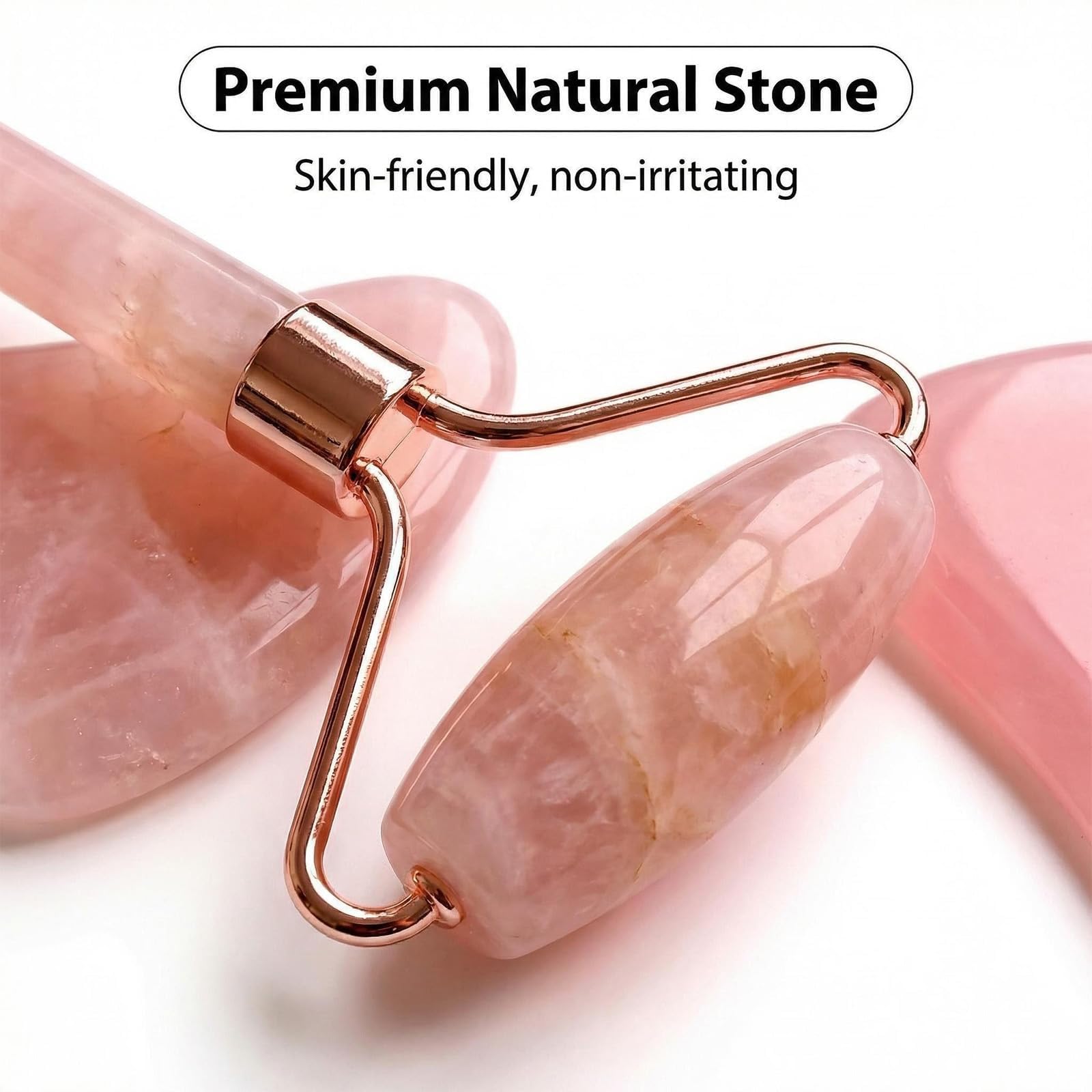 2 herramientas de masaje facial gua sha y rodillo de cuarzo, herramienta de cuidado de la piel para drenaje linfático facial, alivio de la tensión, reducción de la hinchazón, regalo para rutina de — view 5