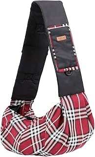 FUNAT Pet Sling Carrier Bag, Pet Outdoor Backpack Dog Travel Bag for Walking, Hiking, Bike Camping, Classic Checked Design Dog Cat Bag Shoulder Pet Carriern