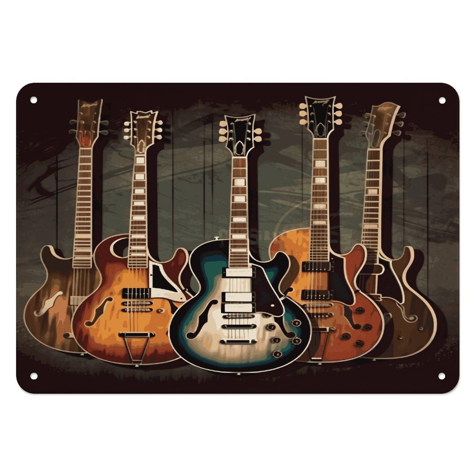 Btcowzrv Style Guitars Art Metal Sign, 5.5" X 7.9" Tin Wall Decor, Wall Art Plaques For Home Wedding Decor Room Living Room Decoration
