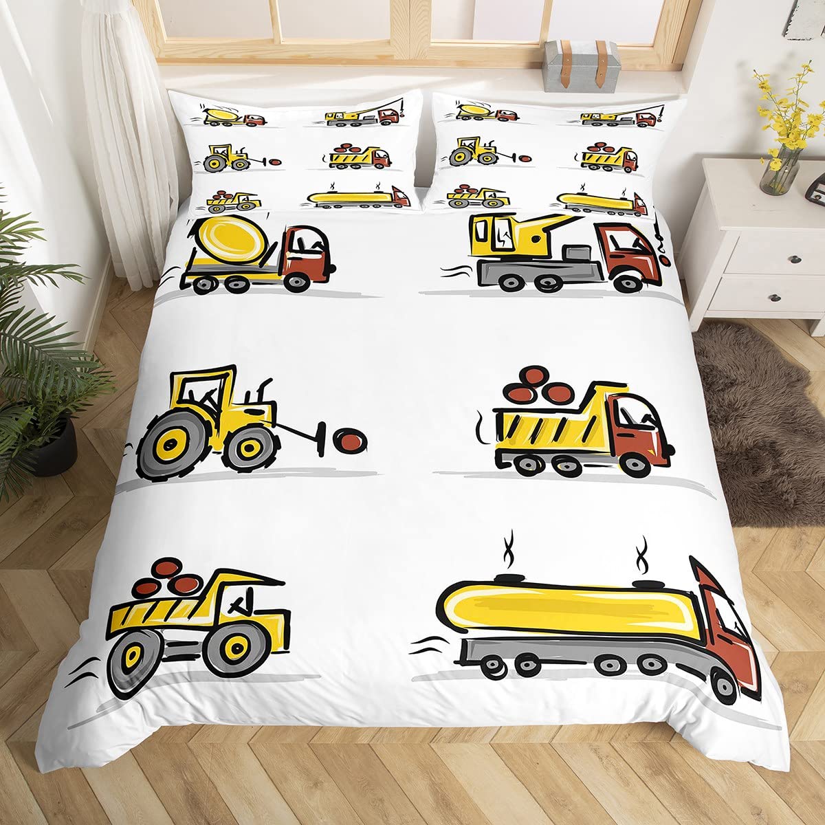 Housse de couette voiture chantier pour lit enfant anti-transpiration et facile à laver