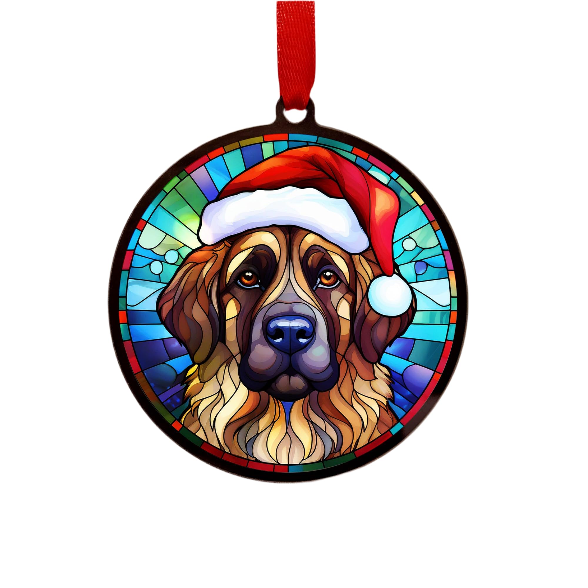 Leonberger Suncatcher Decoration Santa Hat Christmas