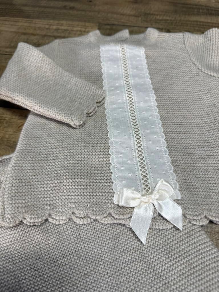 Baby Knit Sweater Pants Hat 3-Piece Set Boys Girls Newborn Coming Home - Made in Spain