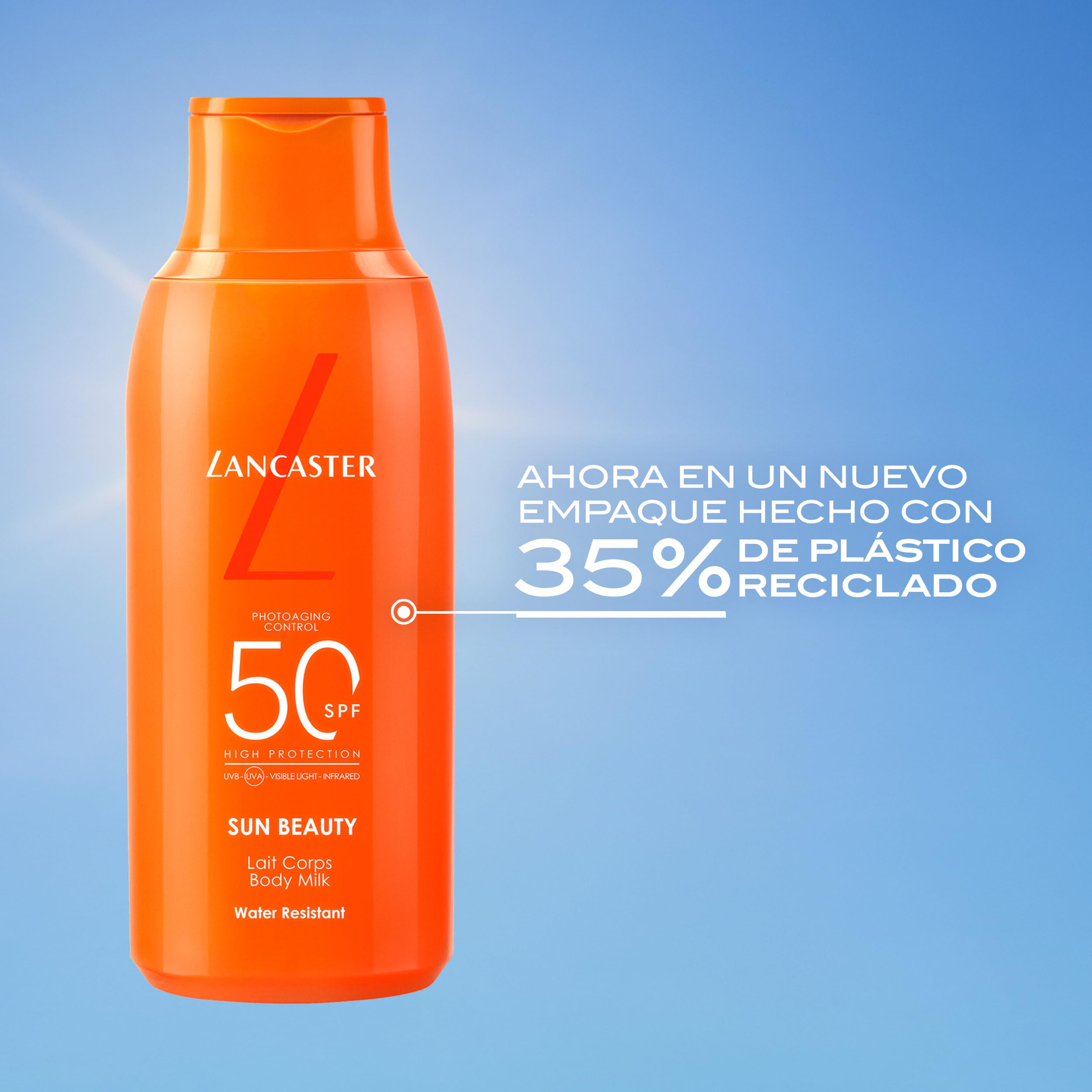 Lancaster Sun Beauty Body Milk Protector solar, Con complejo activador del bronceado, Tecnología Full LightTM para una protección solar de espectro muy amplio