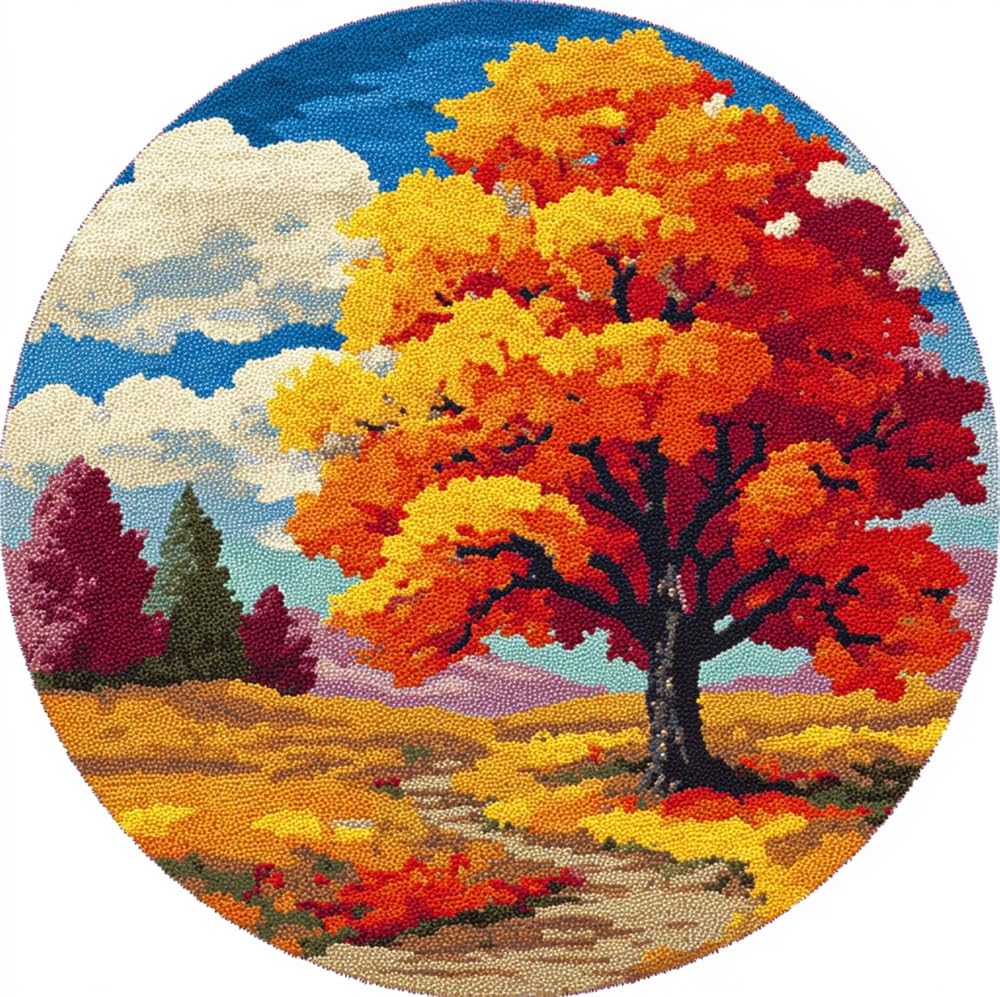 kitphoenix DIY Rug Kit Autumn Golden Tree Leaves