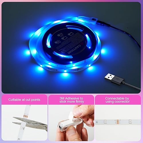 Miniatura 6 de Tira de luces LED USB de 32.8 pies que cambian de color con control remoto IR y tira LED regulable para dormitorio y barra de gabinete