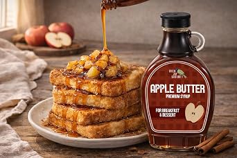 Green Jay Gourmet Apple Syrup - Premium Non GMO Fruit Syrup - 8 oz | Non GMO & Preservative Free, Perfect for Breakfast, Pancakes, Waffles, French Toast, Coffee, Drinks & Desserts
