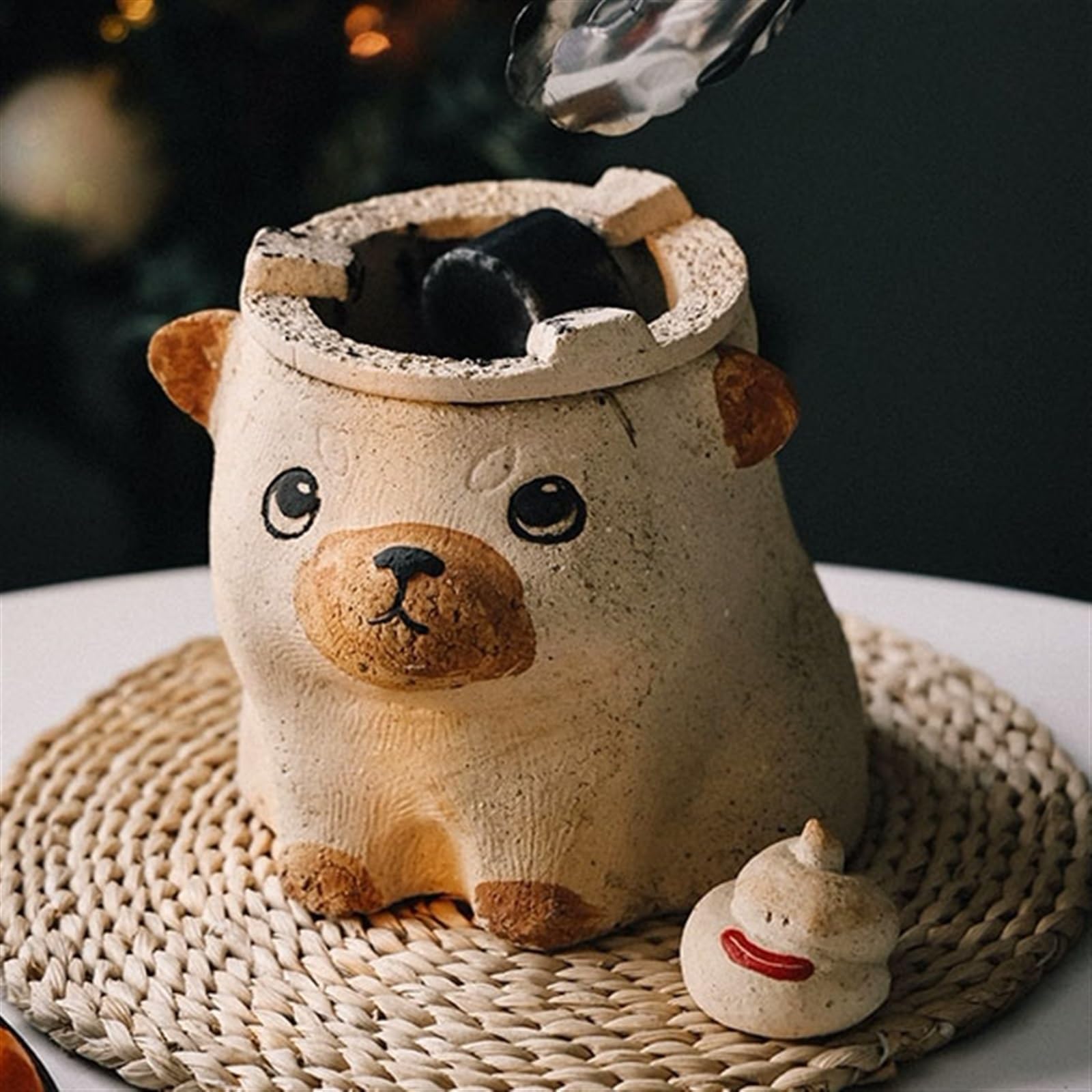 Fornello da barbecue portatile Piccola griglia a carbone a forma di cane, mini griglie portatili da tavolo, campeggio, all'aperto, griglia in stile giapponese for cucinare tè e caffè Fornello da campe