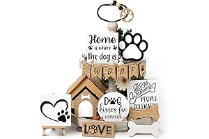 Geelin 16 Pcs Dog Tiered Tray Décor Set - Wooden Dog Tray...