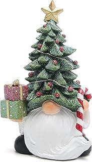 Hodao Christmas Tree Gnomes Handmade Christmas Resin Gnomes Holiday Present, 7.5'H Winter Table Christmas Tree Christmas Decorations Indoor Home Decor Display on Mantel or Window Sill
