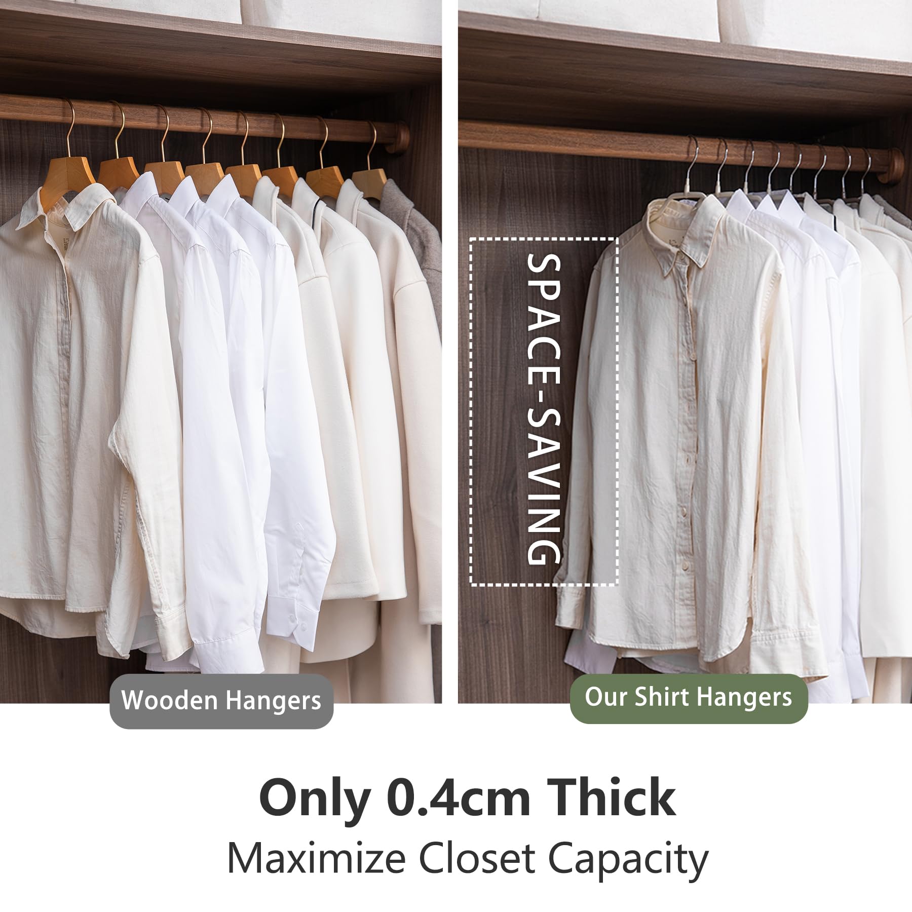 SHIMOYAMA Confezione da 5 grucce appendiabiti in metallo da 40 cm, sottili, antiscivolo, per top, maglieria, magliette, maglioni, girevoli a 360° (bianco)