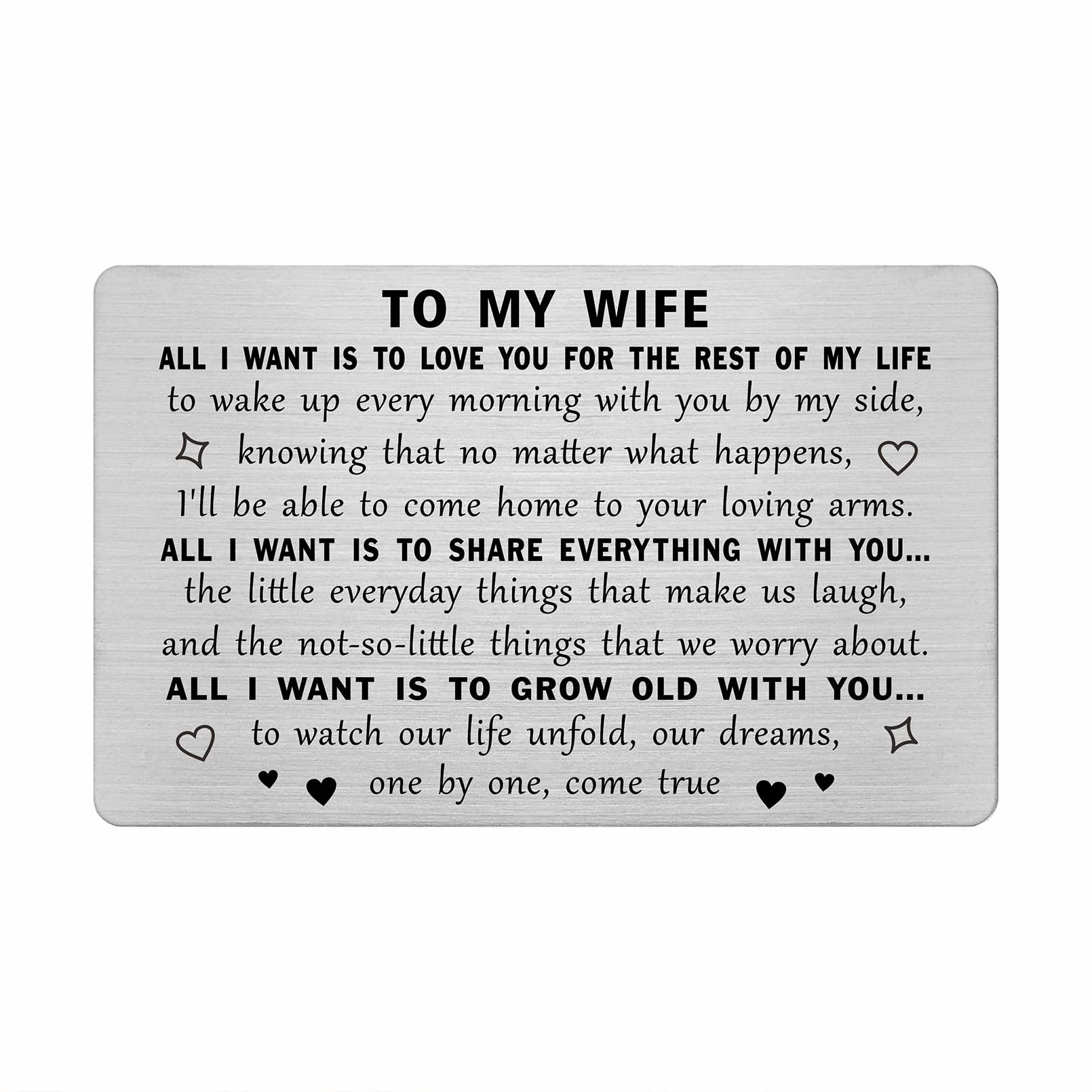 TANWIHValentines Day Gifts for Wife - Wife Engraved Anniversary Card - Wife Birthday Valentines Day Gifts for Women Her - Love You for The Rest of My Life