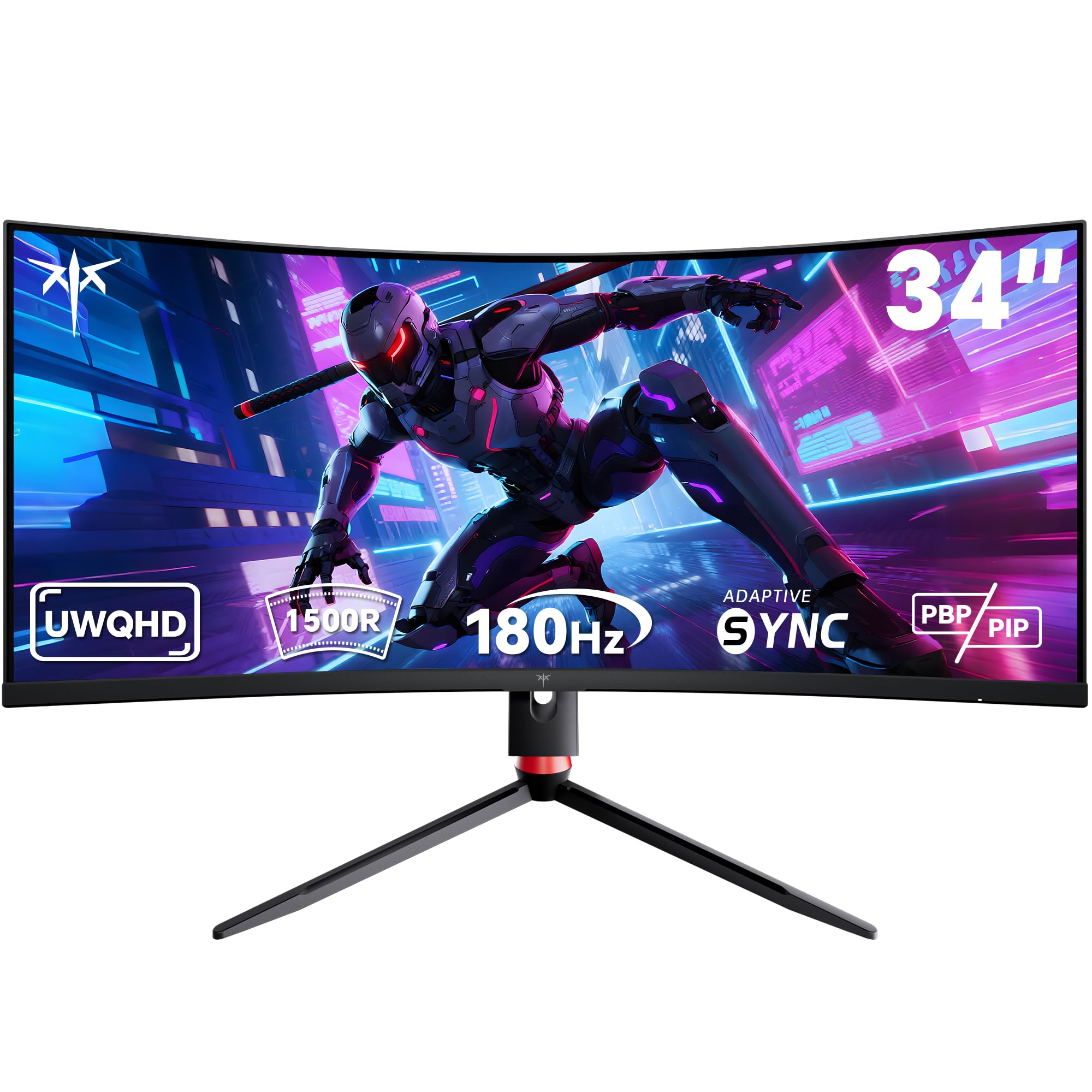 KTC 34 Zoll UWQHD 3440x1440 180Hz Gaming Monitor, 21:9 VA Panel 1500R, 1ms MPRT, HDR 10, Adaptive Sync
