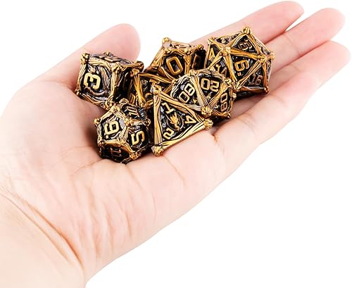 Miniatura 10 de DND - Juego de dados poliédricos, juego de dados de metal, 7 piezas de dados para juegos de rol para Calabozos y Dragones, juego de dados RPG MTG