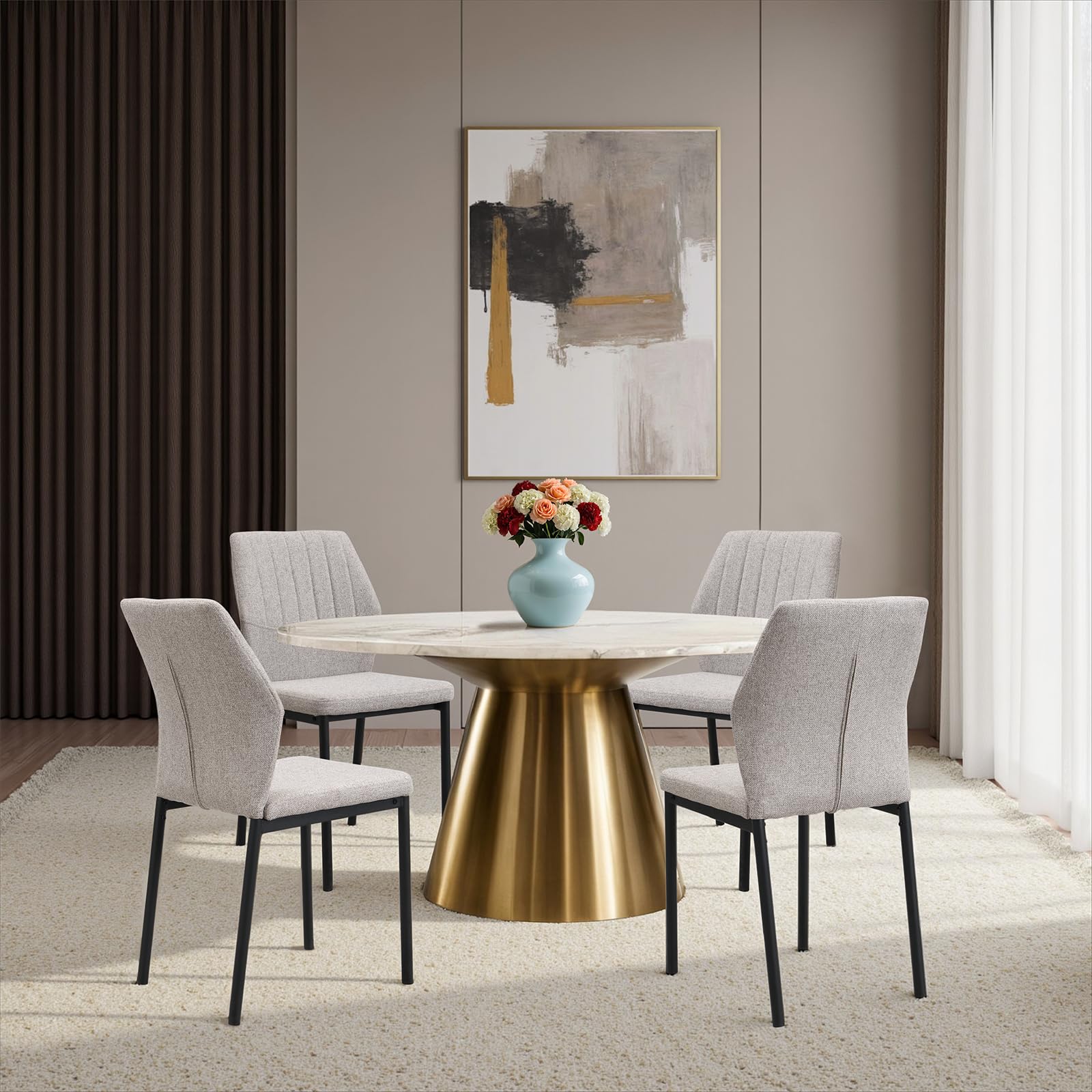 Esszimmerstühle Beige 2er Set, Küchenstuhl, Polsterstuhl Stühle, Esszimmer Beige Sitzfläche aus Polyester, für Esszimmer, Wohnzimmer, Schlafzimmer